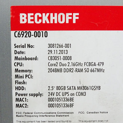 Beckhoff Schaltschrank-Industrie-PC C6920-0010 - Maranos.de