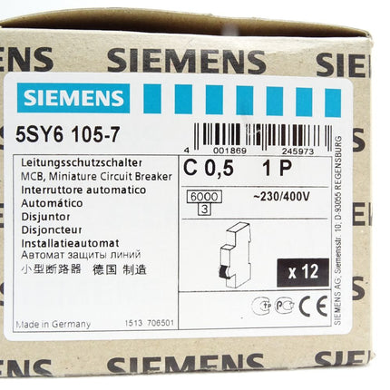 Siemens Leistungsschutzschalter 5SY6105-7 / Inhalt:12 Stück  / Neu OVP - Maranos.de