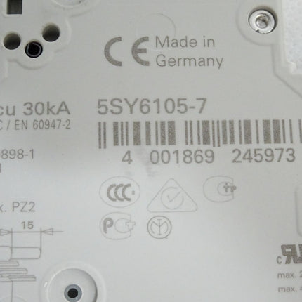 Siemens Leitungsschutzschalter 5SY61 MCB C0,5 5SY6105-7 / Neu - Maranos.de