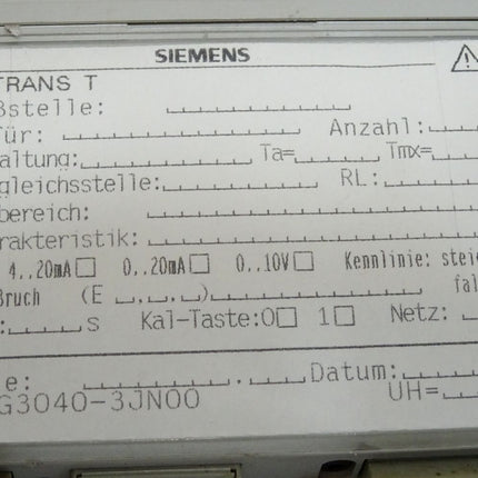 Siemens Sitrans T 7NG3040-3JN00 Messumformer - Maranos.de