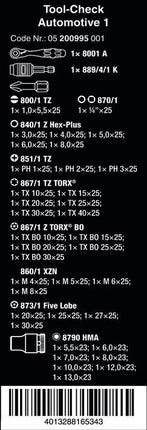 Wera Tool-Check Automotive 1 05200995001 Bit Sortiment 1/4 Nüsse 38 Teilig - Maranos.de