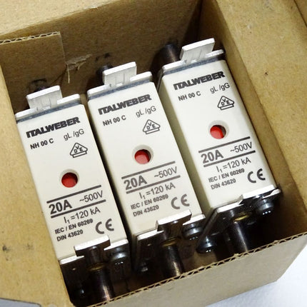 Italweber Sicherungen 1500620 NH00 20A 500VAC gL/gG Inhalt : 3 Stück / Neu OVP - Maranos.de