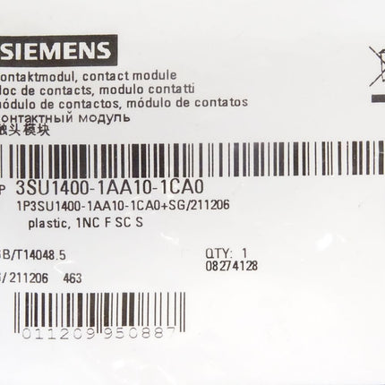 Siemens Kontaktmodul 3SU1400-1AA10-1CA0 / Neu OVP - Maranos.de