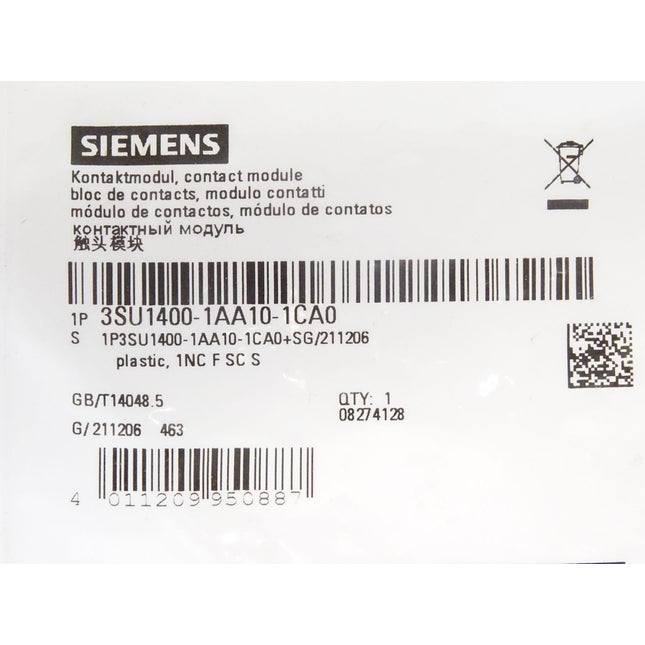 Siemens Kontaktmodul 3SU1400-1AA10-1CA0 / Neu OVP - Maranos.de
