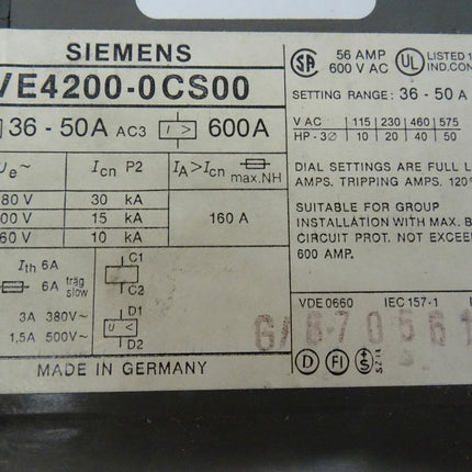 Siemens 3VE4200-0CS00 Leistungsschutzschalter Schütz 3VE4 200-0CS00 - Maranos.de