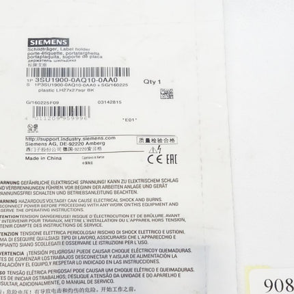 Siemens Schildträger 3SU1900-0AQ10-0AA0 / Neu OVP - Maranos.de