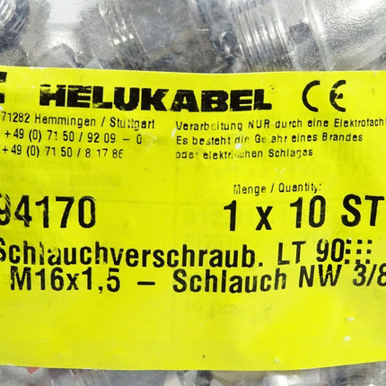 Helukabel 94170 Schlauchverschraub. LT 90 M16x1,5 -Schlauch NW 3/8" / Inhalt:10 Stück / Neu OVP - Maranos.de