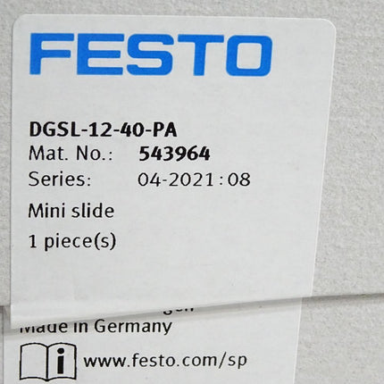 Festo 543964 Mini-Schlitten DGSL-12-40-PA / Neu OVP versiegelt - Maranos.de