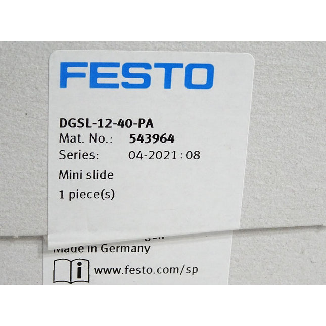 Festo 543964 Mini-Schlitten DGSL-12-40-PA / Neu OVP versiegelt - Maranos.de