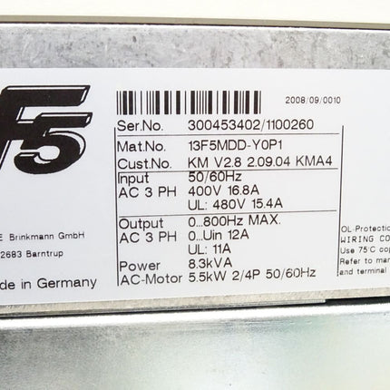 KEB F5 Combivert Drive controller 13F5MDD-Y0P1 13.F5.MDD-Y0P1 5.5kW / Neuwertig OVP - Maranos.de