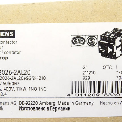 Siemens Schütz 3RT2026-2AL20 / Neu OVP - Maranos.de