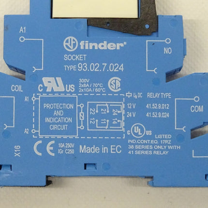 Finder 93.02.7.024 + 41.52.9.024.0000 Sockel und Relais NEUwertig - Maranos.de