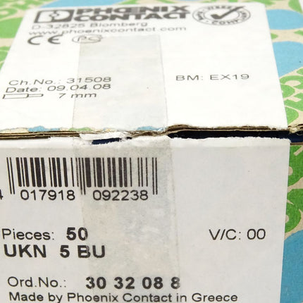 Phoenix Contact UKN5BU / 3032088 / Inhalt : 50 Stück / Neu OVP - Maranos.de