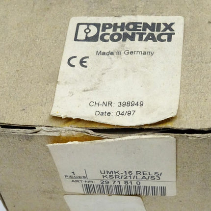 Phoenix Contact 2971810 / UMK-16 RELS/KSR/21/LA/S3 / Neu OVP - Maranos.de