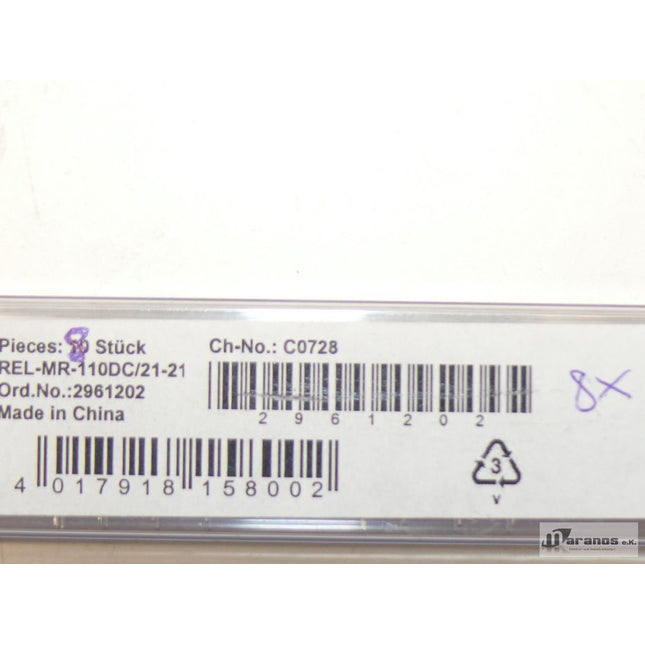 Neu-OVP: 8x Phönix Contact  Rel-MR:110DC Einzelrelais 2961202 110V Rel-MR:110DC - Maranos.de