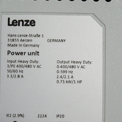 Lenze Power Unit 0.75kW I5DAE175F10V10000S 13527231 - Maranos.de
