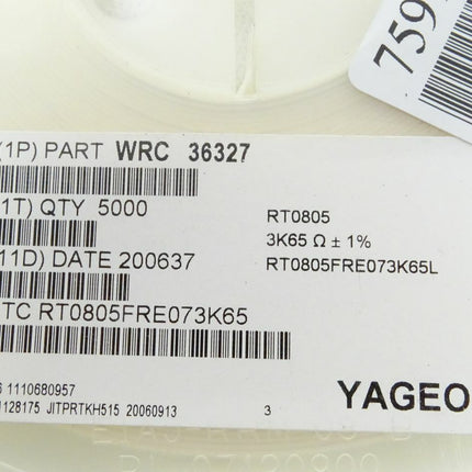 5000x YAGEO WRC36327 / CTC RT0805FRE073K65 / RT0805 Widerstände - Maranos.de