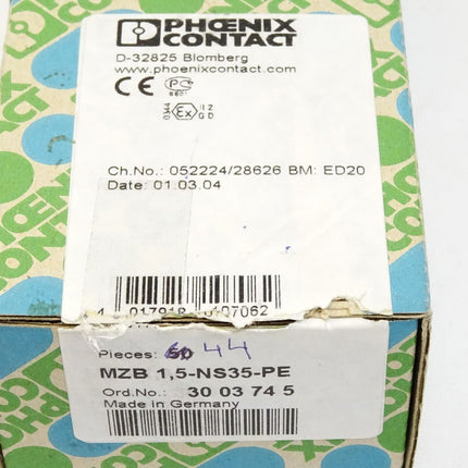 Phoenix Contact MZB1,5-NS35-PE / 3003745 / Inhalt : 44 Stück / Neu OVP - Maranos.de
