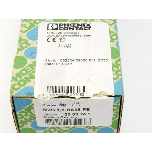 Phoenix Contact MZB1,5-NS35-PE / 3003745 / Inhalt : 44 Stück / Neu OVP - Maranos.de