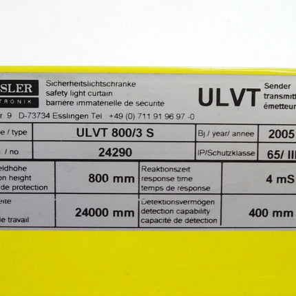 Fiessler Sicherheitslichtschranke ULVT 800/3 S ULVT800/3S ULVT S 24290 Sender / Neuwertig - Maranos.de