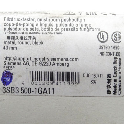 Siemens 3SB3500-1GA11 Pilzdrucktaster 3SB3 500-1GA11 neu-OVP - Maranos.de