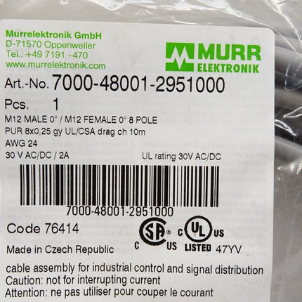 Murr Elektronik Kabel 7000-48001-2951000 / Neu OVP - Maranos.de