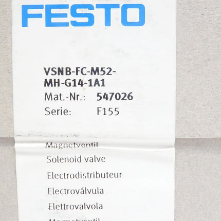 Festo Magnetventil VSNB-FC-M52-MH-G14-1A1 / 547026 / Neu OVP - Maranos.de