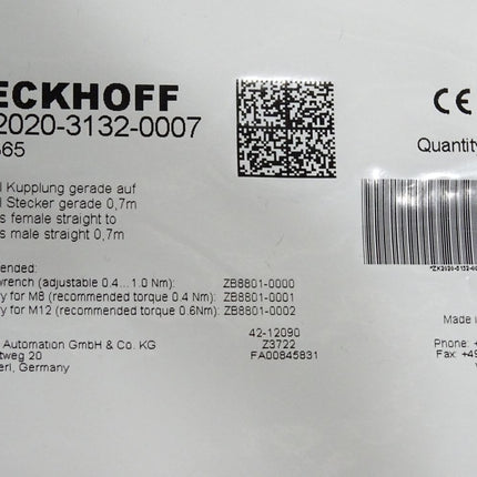Beckhoff ZK2020-3132-0007 Powerleitung 0.7m / Neu OVP - Maranos.de