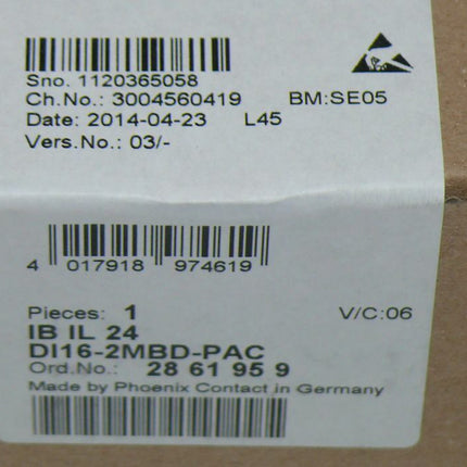 NEU/OVP versiegelt Phoenix Contact 2861959 IB IL 24 DI16-2MBD-PAC - Maranos.de
