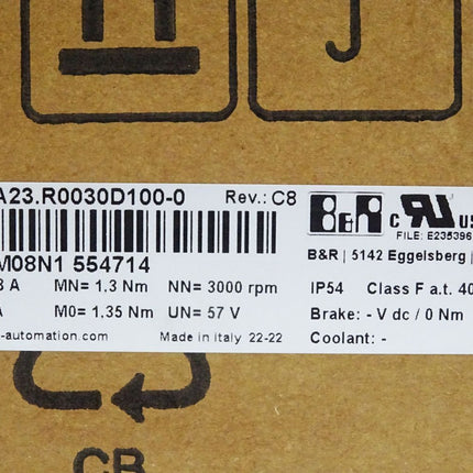 B&R 8LVA23.R0030D100-0 Rev.C8 Servomotor 3000rpm / Neu OVP versiegelt - Maranos.de