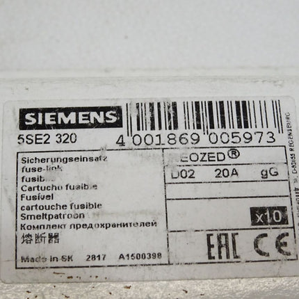 Siemens Sicherungseinsatz 5SE2320 20A / Inhalt:10 Stück / Neu OVP - Maranos.de