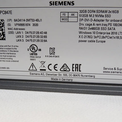 Siemens Simatic Industrial PC IPC847E 6AG4114-3MT53-4BJ1 6AG4 114-3MT53-4BJ1 / Neu OVP - Maranos.de