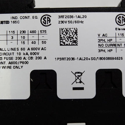 Siemens 3RT2036-1AL20 Leistungsschütz / Neu - Maranos.de