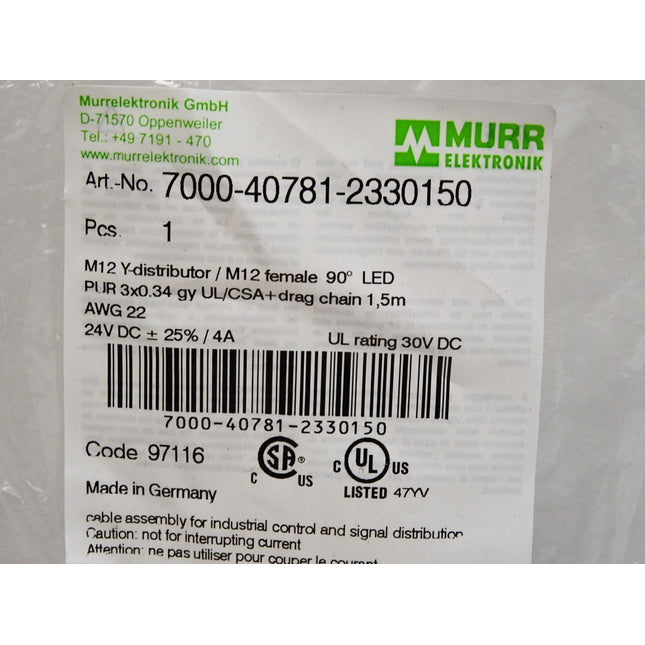 Murr Elektronik Kabel 7000-40781-2330150 / Neu OVP - Maranos.de