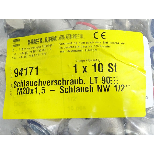 Helukabel 94171 Schlauchverschraub. LT 90 M20x1,5 Schlauch NW 1/2 " / Inhalt:10 Stück / Neu OVP - Maranos.de