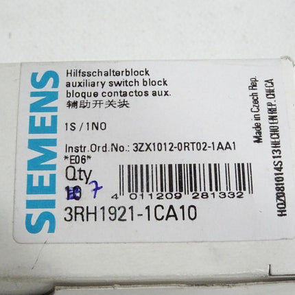 Siemens Hilffschalterblock 3RH1921-1CA10 / Inhalt:7 Stück / Neu OVP - Maranos.de