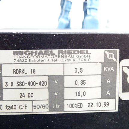 Michael Riedel Trafo RDRKL16 RDRKL 16 3x 380-400-420V auf 24VDC 0.5kVA - Maranos.de