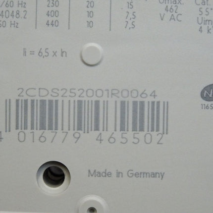 ABB Sicherungsautomat 2CDS252001R0064 S202 C6 400V / Neu - Maranos.de