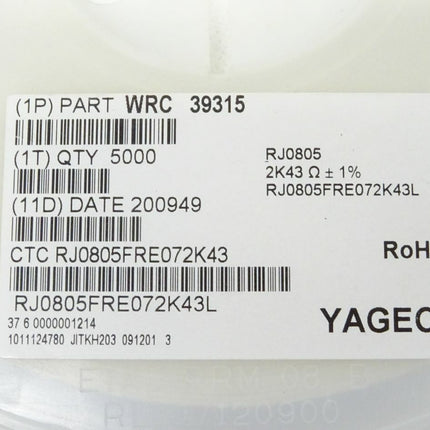 5000x YAGEO SMD WRC39315 - RJ0805 / 2K43 Widerstände - Maranos.de