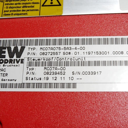 SEW Movitrac Umrichter 7.5kW MC07A075-5A3-4-00 08272557 MC07A-00 08239452  MDX60A0074-5A3-4-00 08239290 - Maranos.de