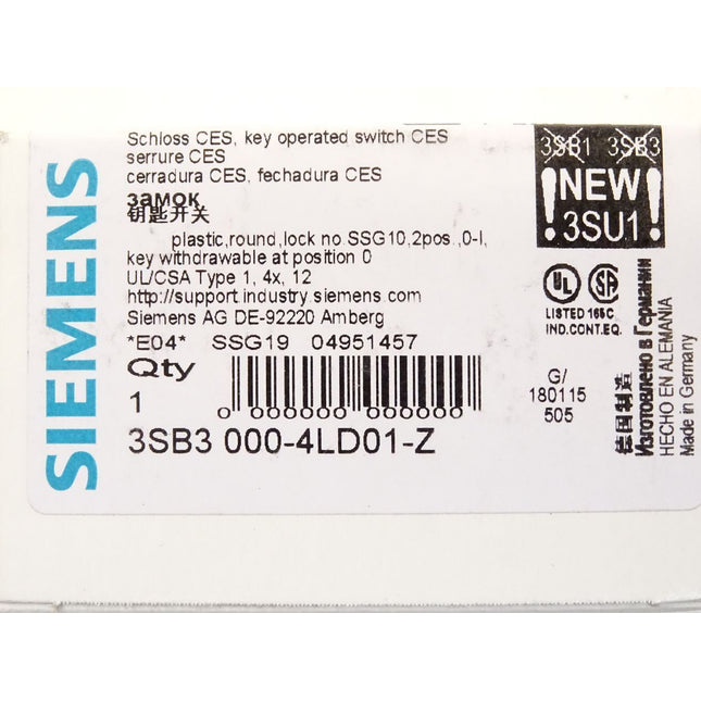 Siemens Schloß CES 3SB3000-4LD01-Z / Neu OVP - Maranos.de