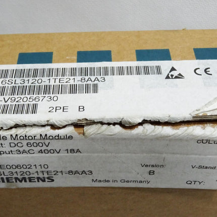 Siemens Single Motor Module 6SL3120-1TE21-8AA3 / Neu OVP - Maranos.de