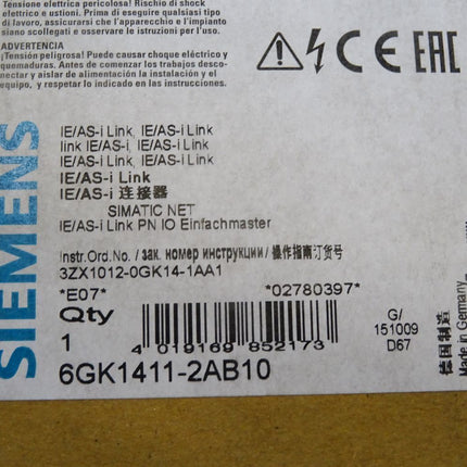 Siemens IE/AS-i Link 6GK1411-2AB10 6GK1 411-2AB10 / Neu OVP - Maranos.de