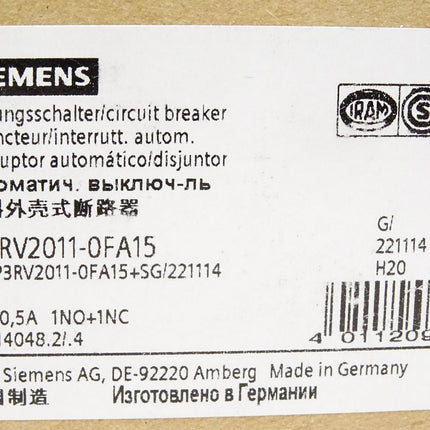 Siemens Leistungsschalter 3RV2011-0FA15 / Neu OVP - Maranos.de