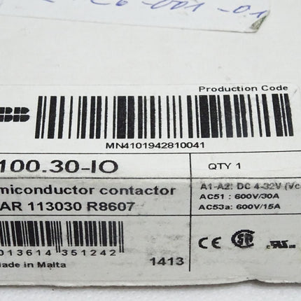 ABB R100.30-IO Semiconductor contactor 1SAR 113030 R8607 MN4101942810041  / Neu OVP - Maranos.de