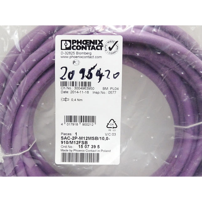 Phoenix Contact 1507395 SAC-2P-M12MSB/10,0-910/M12FSB Bussystem-Kabel / Neu OVP - Maranos.de