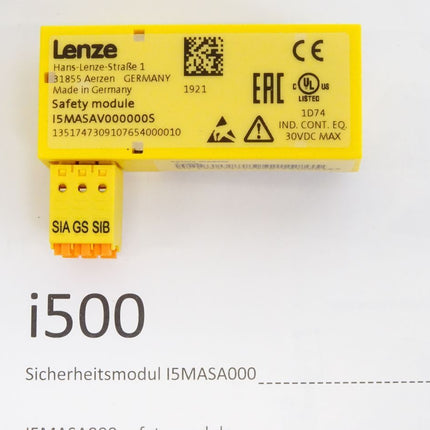 Lenze Sicherheitsmodul i500 i5MASA i5MASAV000000S + control unit i5CA for Inverter I55AE175F10010000S / Neu OVP - Maranos.de