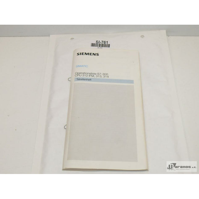 Siemens Simatic S7-300 Tabellenheft EWA 4NEB 710 6032-01 - Maranos.de