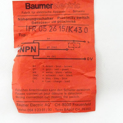 Baumer electric IFR052615/K430 Näherungsschalter NEU - Maranos.de