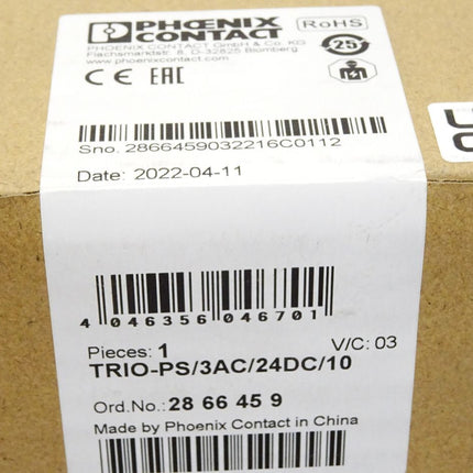 Phoenix Contact 2866459 TRIO-PS/3AC/24DC/10 Stromversorgung / Neu OVP versiegelt - Maranos.de